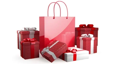 Red bag with presents Stock Footage 8828149