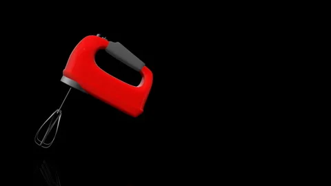 Red Baking Hand Mixer turns on itself - loop animation Stock Footage 253597100