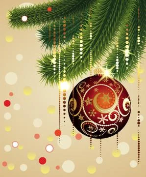 Red Ball and Branches Illustrazione stock