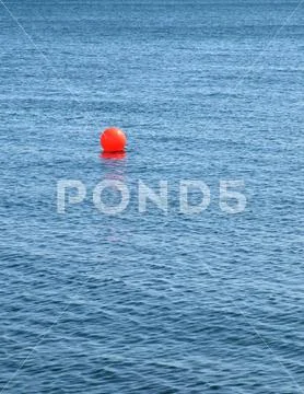 Red ball buoy on the surface of sea water Stock Image #252661281