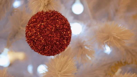 Red Ball on a Christmas Tree Stock Footage 99685094