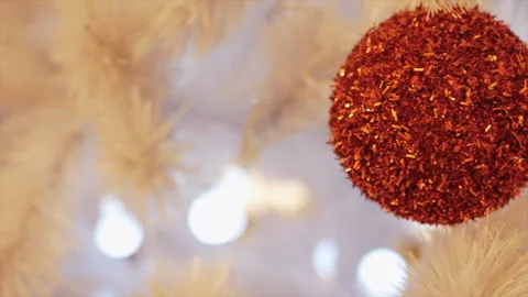 Red Ball on a Christmas Tree Video stock 99685149