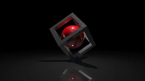 Red ball in a cube. abstract rotation Stock Footage 25228362