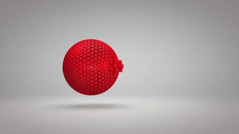 Red ball made up of squares that changes size. Intro. Видео 142949404