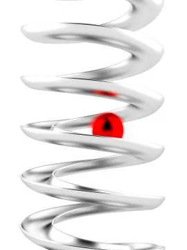 Red ball rolling in a spiral 库存插图