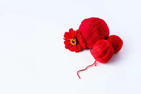 Red ball of thread Stock Photos