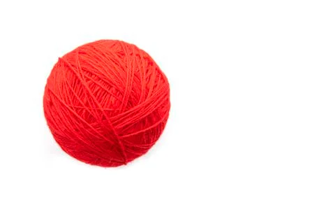 Red ball with woolen threads isolated on white background Stock Photos