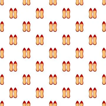 Red ballet flats repeating seamless pattern background 库存插图