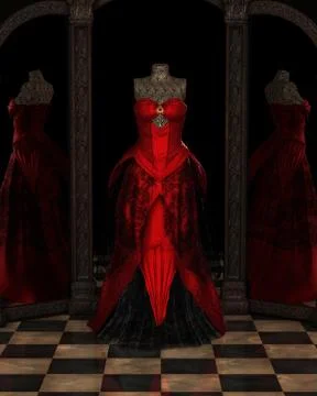 Red Ballgown Reflections Illustrazione stock