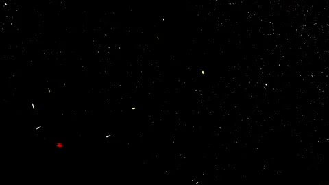 Red balloon explodes with golden tinsel and stars slow mo isolated on black Stock-Footage 141207650