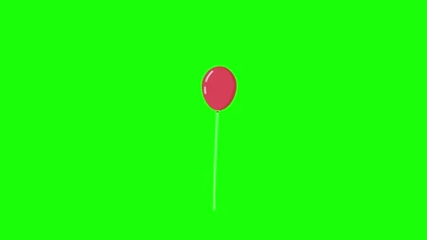Red Balloon Floating Against Bright Green Background with Gentle Motion Stock Footage 339713376
