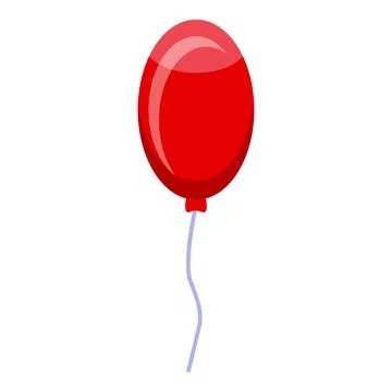 Red balloon floating with string on white background Stock Illustration