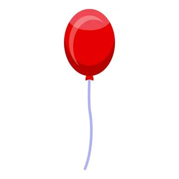 Red balloon floating with string on white background Stock Illustration