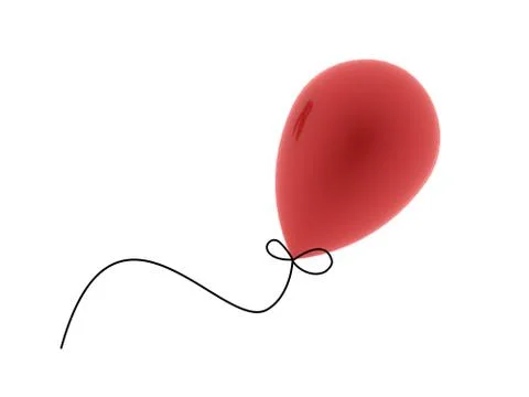 Red balloon fly on white background Stock Illustration