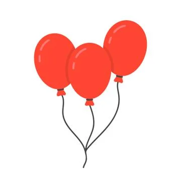 Red balloon icon with rope Stock Illustration