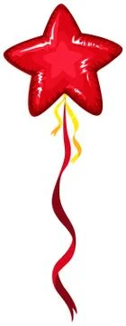 Red balloon with star shape Stock Illustration