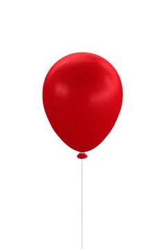 Red balloon on a string, 3d illustration Stock Illustration