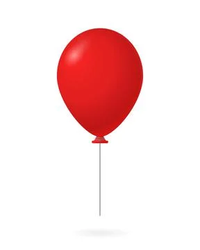 Red balloon with string. Holiday fun filled with round helium with shiny Stock Illustration