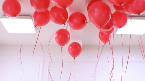 Red Balloons on the Ceiling Stock Footage 95967518