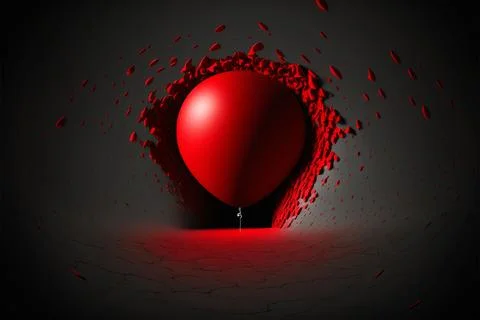 Red Balloons On A Cloudy Dramatic Sky Stock Illustration