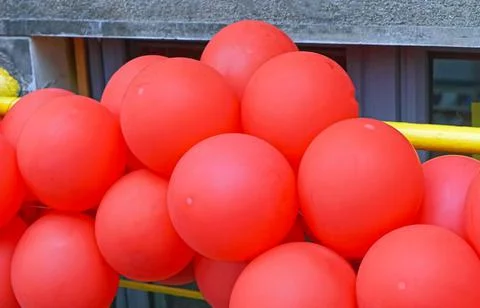 Red balloons decor Stock Photos