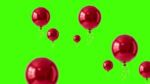 Red Balloons Floating on Green Screen Seamless Loop Animation Stock-Footage 341601786