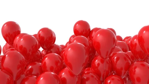 Red balloons flying up. 3D render Stock Footage 126429506
