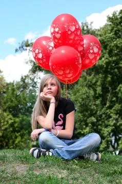 Red balloons Stock Photos