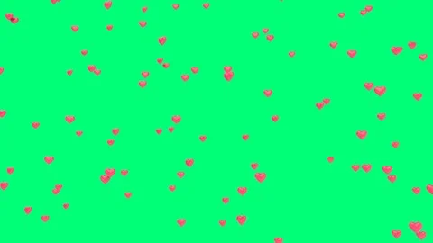 Red balloons in the shape of a heart flying on a green screen Stock Footage 231487525
