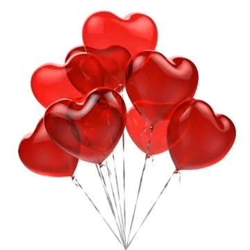 Red balloons in the shape of heart Stock Illustration