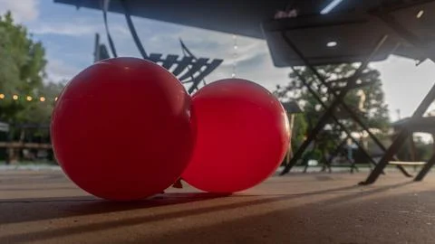Red Balloons at Sunset Stock Photos