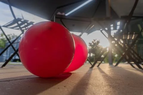 Red Balloons at Sunset Stock Photos