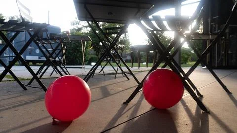 Red Balloons at Sunset Stock Photos