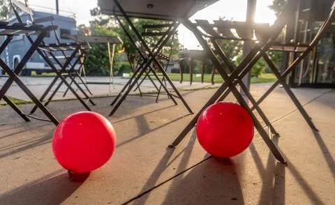 Red Balloons at Sunset Stock Photos