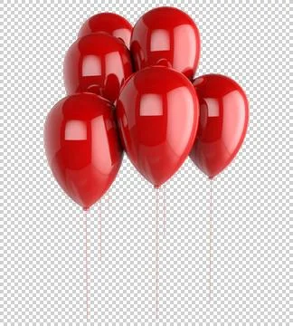 Red balloons with transparent background to use in different designs Stock Illustration