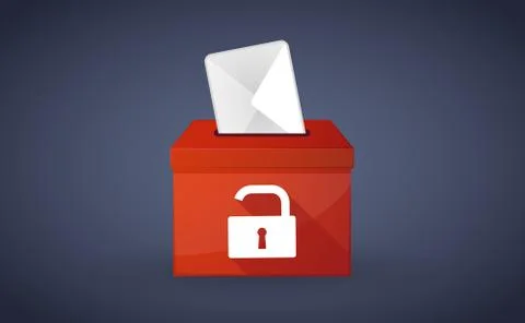 Red ballot box with a lock pad Stock Illustration