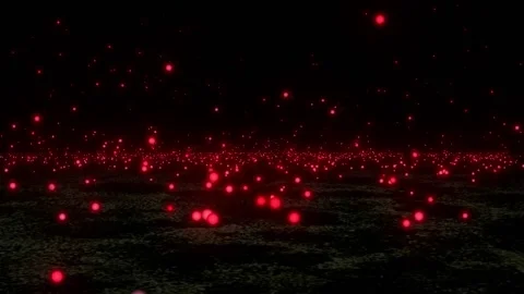Red Balls Falling in a Night Sky Bouncing off Ground Graphic Animation Stock Footage 202050879