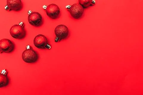 Red balls flat lay Stock-Fotos