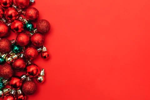 Red balls flat lay Foto stock