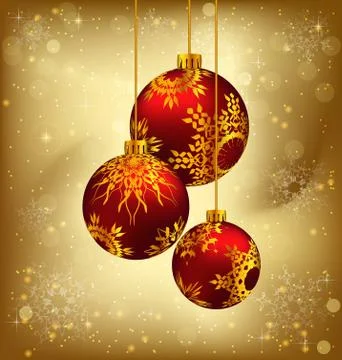 Red balls on gold Stock Illustration