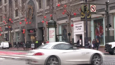 Red balls in the trees for decorations Vídeo Stock 77367611