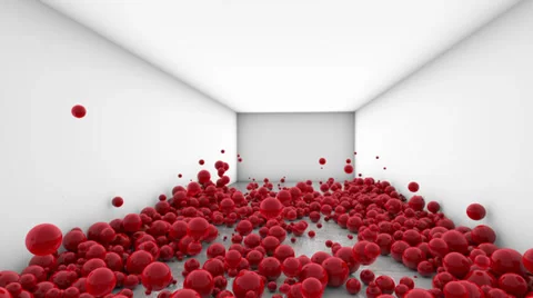 Red balls in white room bouncing Stock Footage 32968103