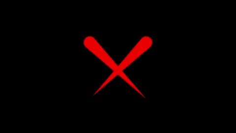 Red ban icon, cross on black background. 4k Stock Footage 304718577