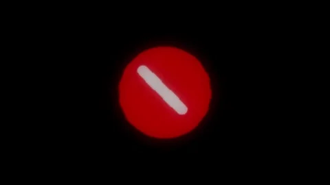Red ban icon, cross on black background. 4k Stock Footage 309845562
