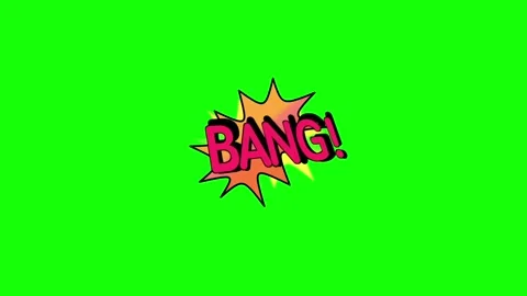 Red BANG text comic bubble pop up animation on green screen background Stock Footage 314318161