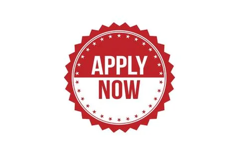 Red banner apply now on white background. Stock Illustration