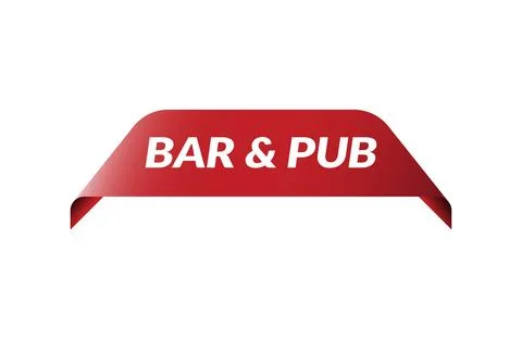 Red banner Bar &amp; pub on white background. Stock Illustration