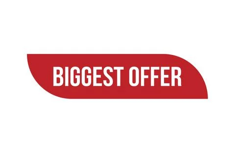 Red banner biggest offer isolated on white background. Stock Illustration