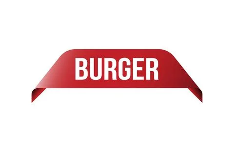 Red banner Burger on white background. Stock Illustration