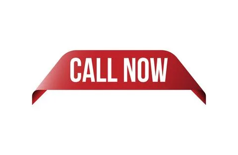 Red banner call now on white background. Stock Illustration